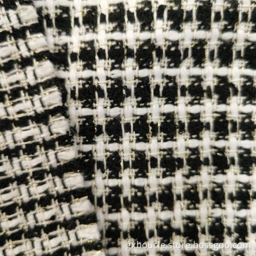 Woolen Boucle fashion design with gold lurex fabric